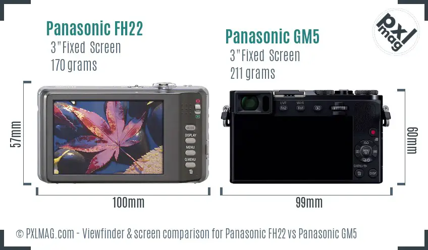 Panasonic FH22 vs Panasonic GM5 Screen and Viewfinder comparison