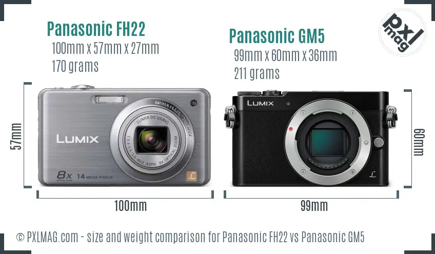 Panasonic FH22 vs Panasonic GM5 size comparison