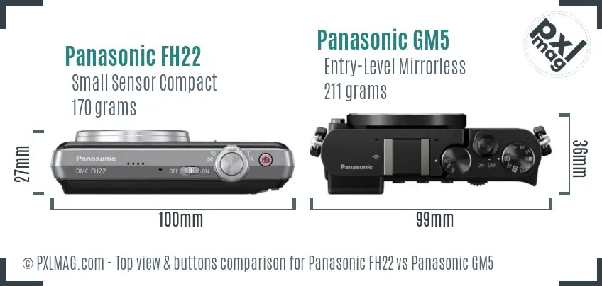 Panasonic FH22 vs Panasonic GM5 top view buttons comparison