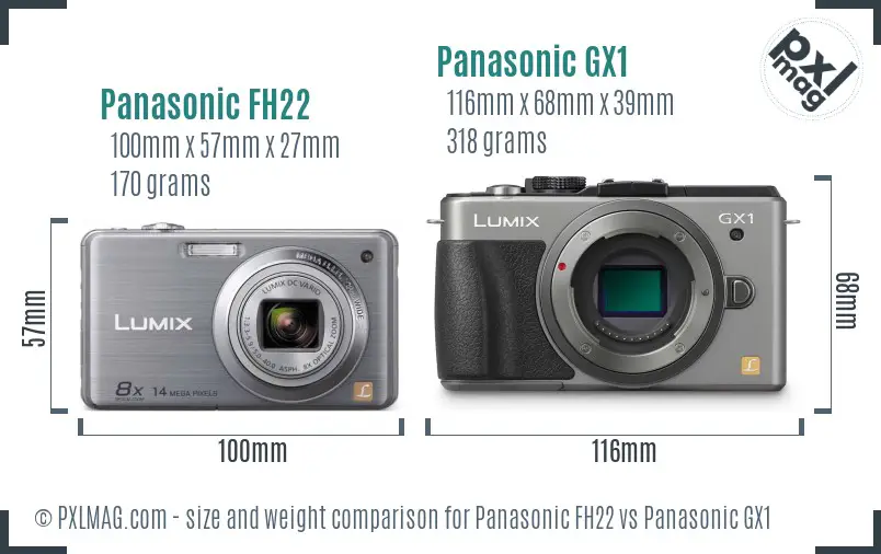 Panasonic FH22 vs Panasonic GX1 size comparison
