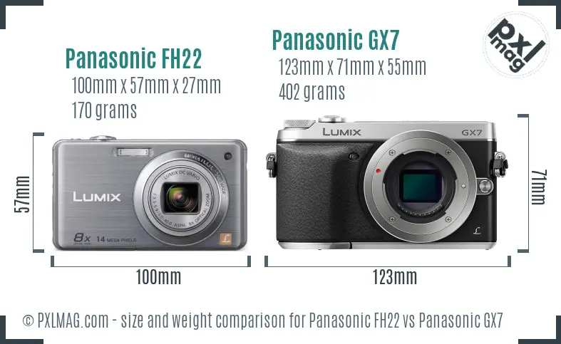 Panasonic FH22 vs Panasonic GX7 size comparison