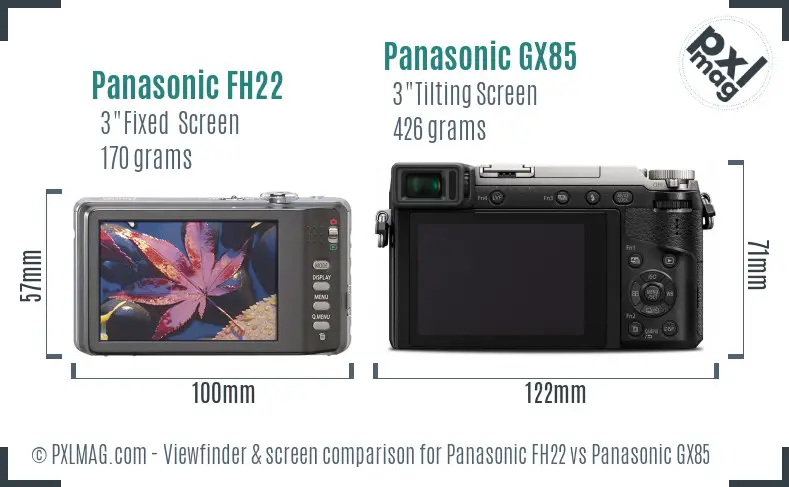 Panasonic FH22 vs Panasonic GX85 Screen and Viewfinder comparison