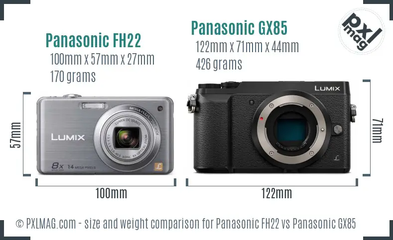 Panasonic FH22 vs Panasonic GX85 size comparison