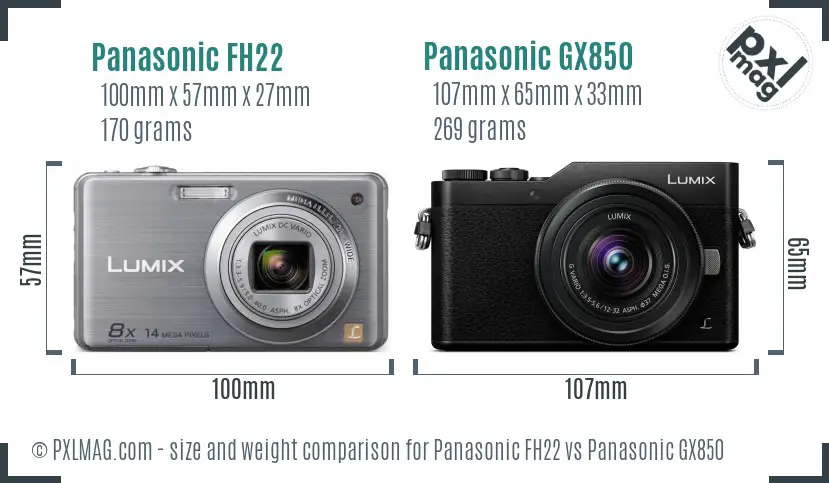 Panasonic FH22 vs Panasonic GX850 size comparison