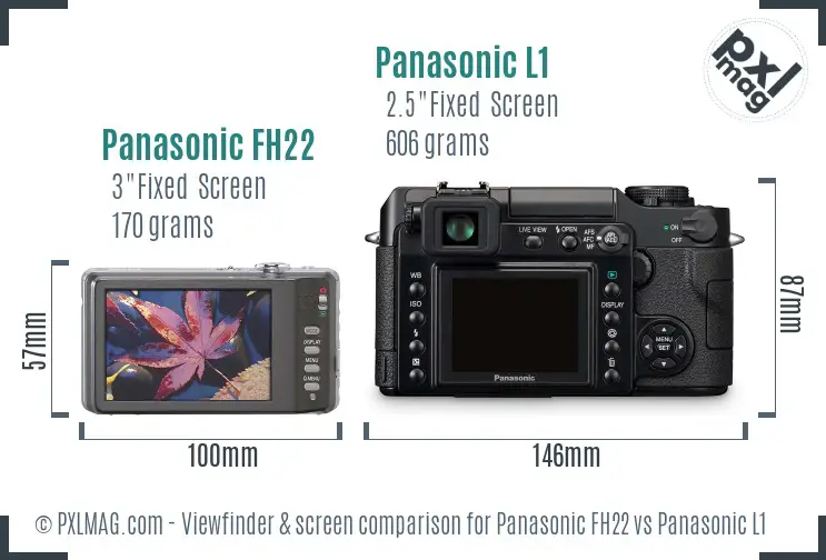 Panasonic FH22 vs Panasonic L1 Screen and Viewfinder comparison