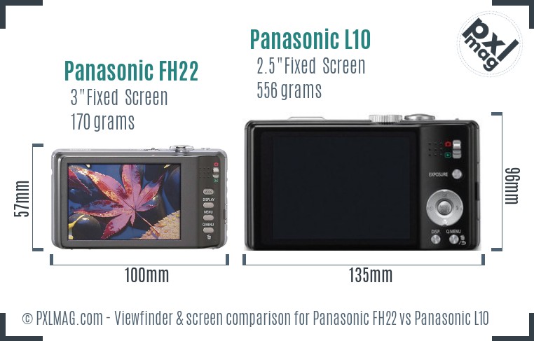 Panasonic FH22 vs Panasonic L10 Screen and Viewfinder comparison