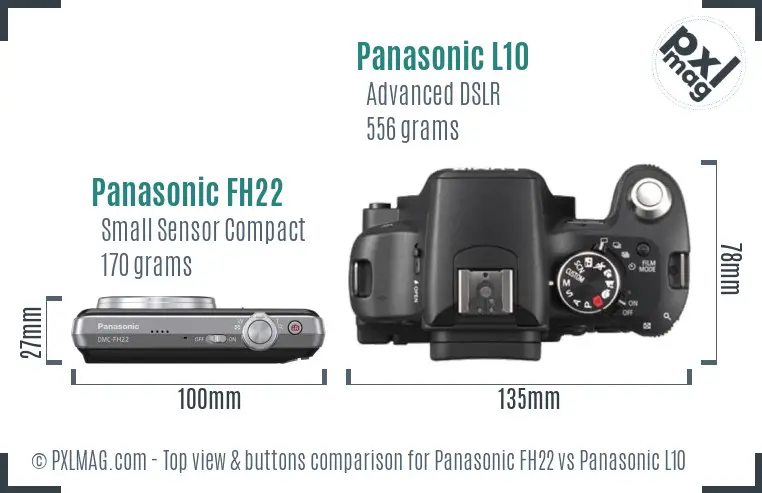 Panasonic FH22 vs Panasonic L10 top view buttons comparison