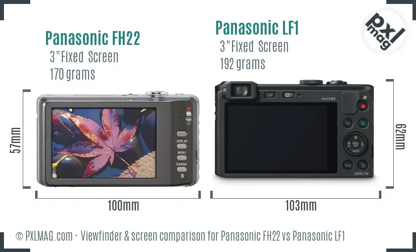 Panasonic FH22 vs Panasonic LF1 Screen and Viewfinder comparison
