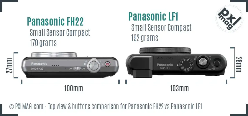 Panasonic FH22 vs Panasonic LF1 top view buttons comparison