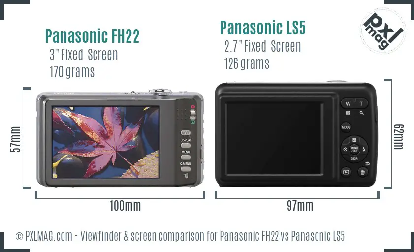 Panasonic FH22 vs Panasonic LS5 Screen and Viewfinder comparison