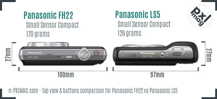 Panasonic FH22 vs Panasonic LS5 top view buttons comparison