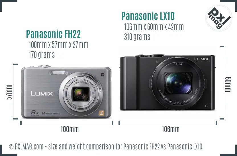 Panasonic FH22 vs Panasonic LX10 size comparison