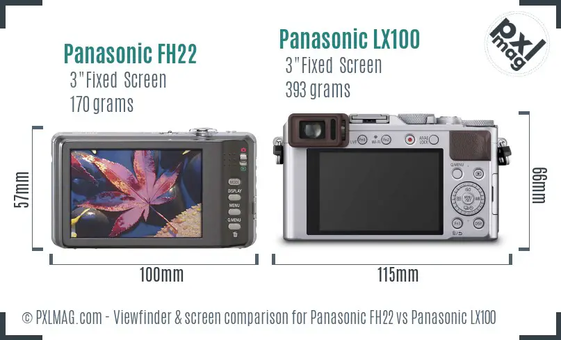 Panasonic FH22 vs Panasonic LX100 Screen and Viewfinder comparison