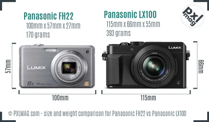 Panasonic FH22 vs Panasonic LX100 size comparison