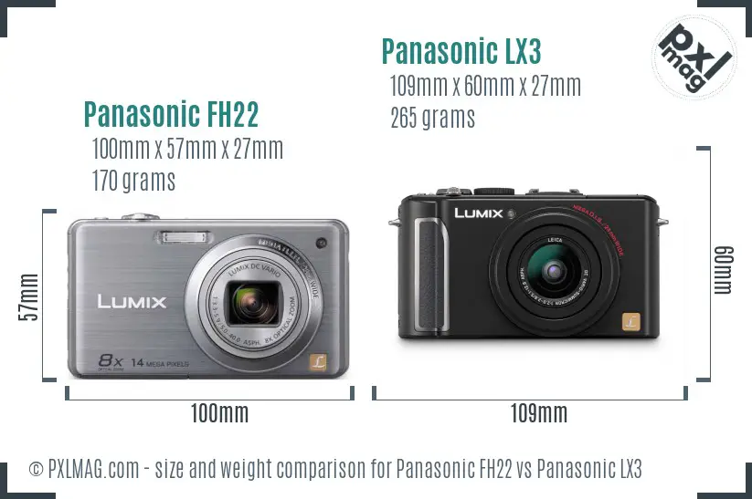 Panasonic FH22 vs Panasonic LX3 size comparison