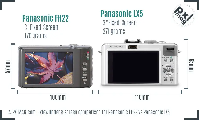 Panasonic FH22 vs Panasonic LX5 Screen and Viewfinder comparison
