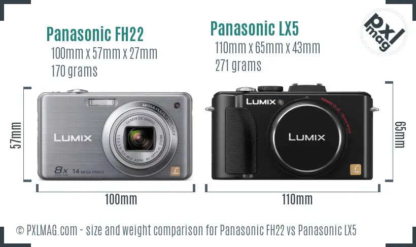 Panasonic FH22 vs Panasonic LX5 size comparison