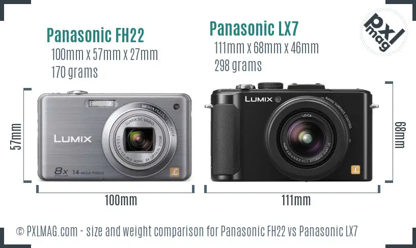 Panasonic FH22 vs Panasonic LX7 size comparison