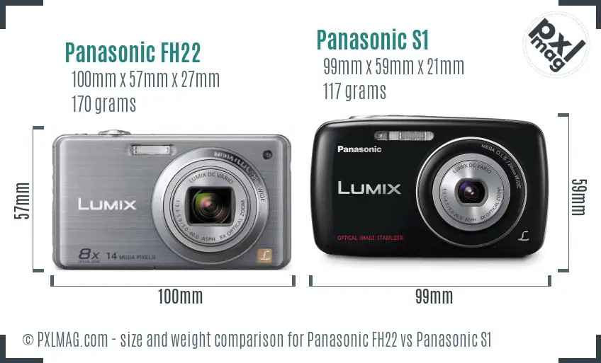 Panasonic FH22 vs Panasonic S1 size comparison