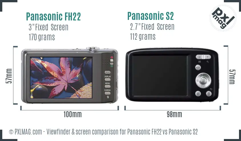 Panasonic FH22 vs Panasonic S2 Screen and Viewfinder comparison