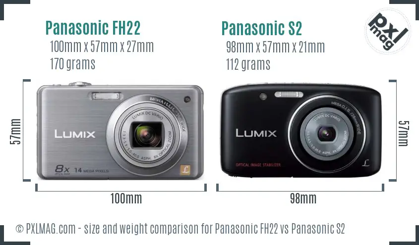 Panasonic FH22 vs Panasonic S2 size comparison