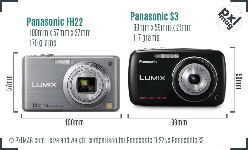 Panasonic FH22 vs Panasonic S3 size comparison