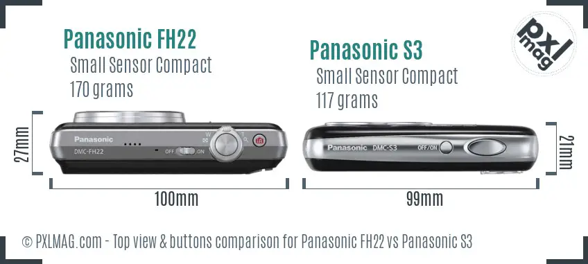 Panasonic FH22 vs Panasonic S3 top view buttons comparison