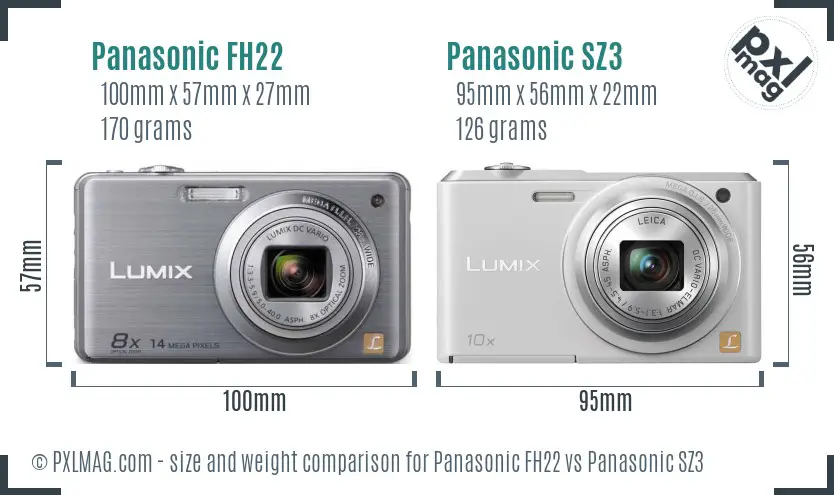 Panasonic FH22 vs Panasonic SZ3 size comparison