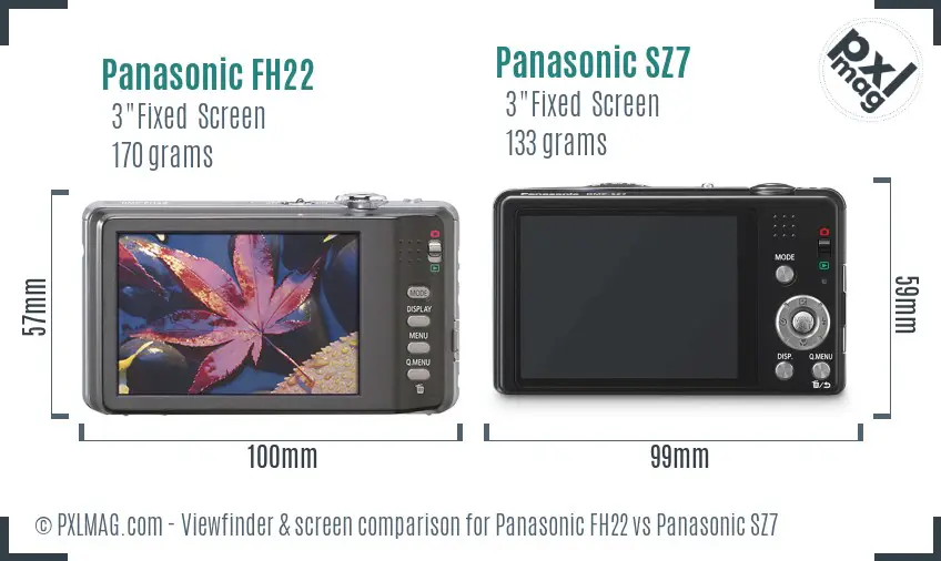 Panasonic FH22 vs Panasonic SZ7 Screen and Viewfinder comparison