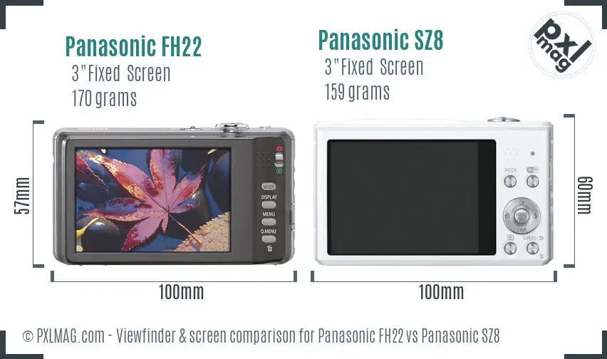 Panasonic FH22 vs Panasonic SZ8 Screen and Viewfinder comparison Panasonic FH22 vs Panasonic SZ8 Screen and Viewfinder comparison