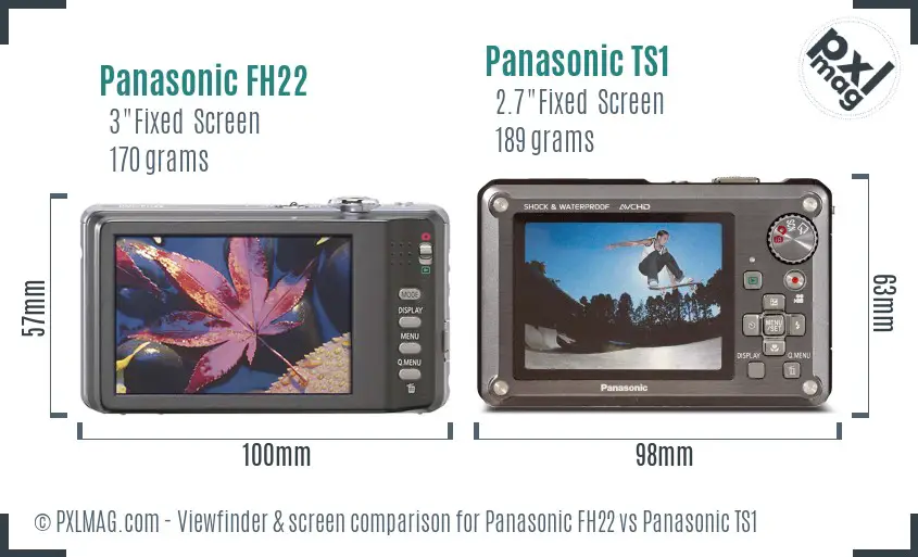 Panasonic FH22 vs Panasonic TS1 Screen and Viewfinder comparison