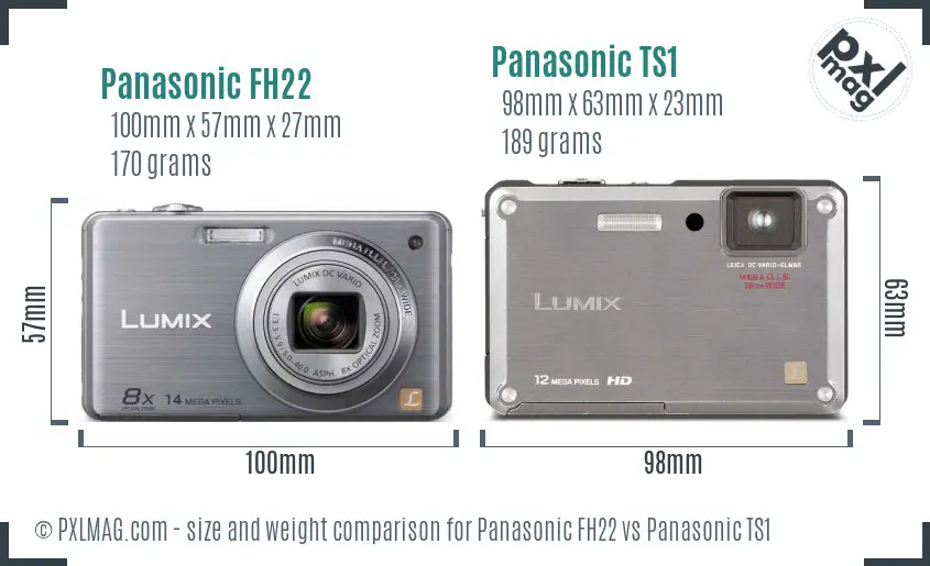 Panasonic FH22 vs Panasonic TS1 size comparison