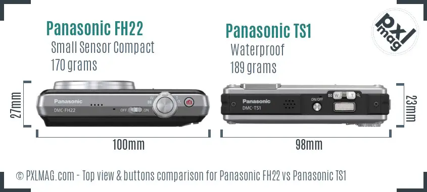 Panasonic FH22 vs Panasonic TS1 top view buttons comparison
