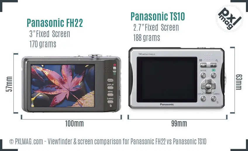 Panasonic FH22 vs Panasonic TS10 Screen and Viewfinder comparison