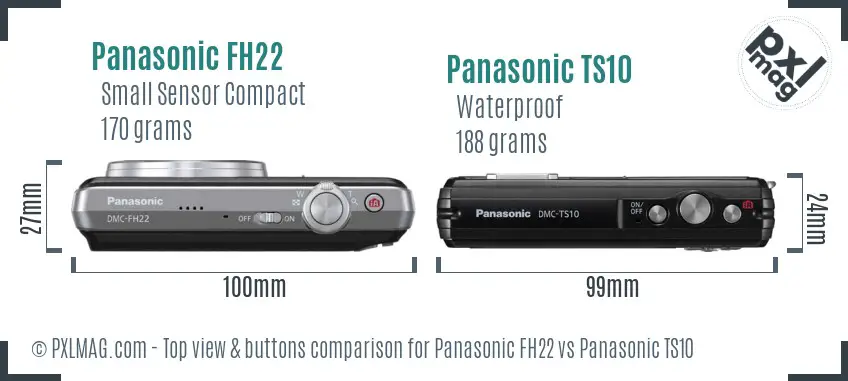 Panasonic FH22 vs Panasonic TS10 top view buttons comparison