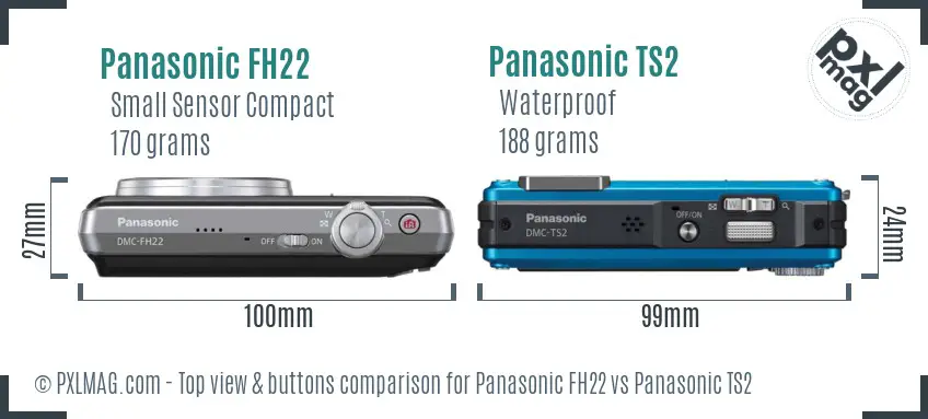 Panasonic FH22 vs Panasonic TS2 top view buttons comparison