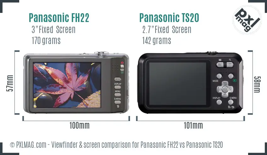 Panasonic FH22 vs Panasonic TS20 Screen and Viewfinder comparison
