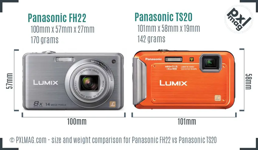 Panasonic FH22 vs Panasonic TS20 size comparison