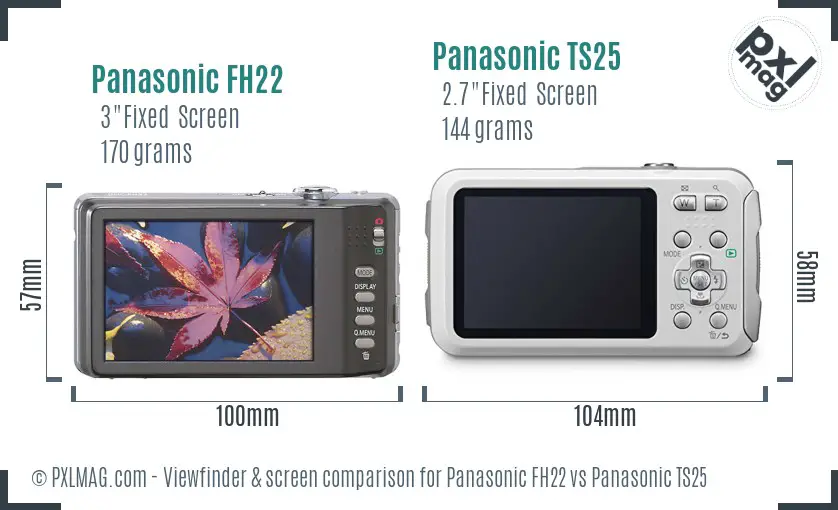 Panasonic FH22 vs Panasonic TS25 Screen and Viewfinder comparison