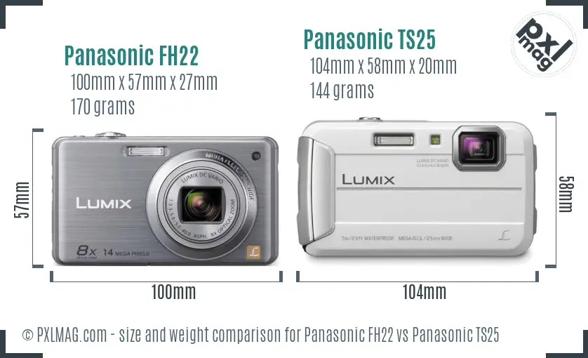 Panasonic FH22 vs Panasonic TS25 size comparison