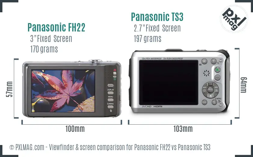 Panasonic FH22 vs Panasonic TS3 Screen and Viewfinder comparison