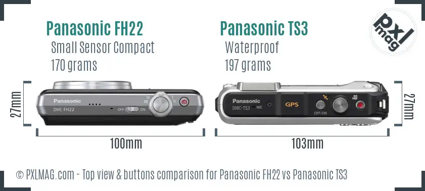 Panasonic FH22 vs Panasonic TS3 top view buttons comparison