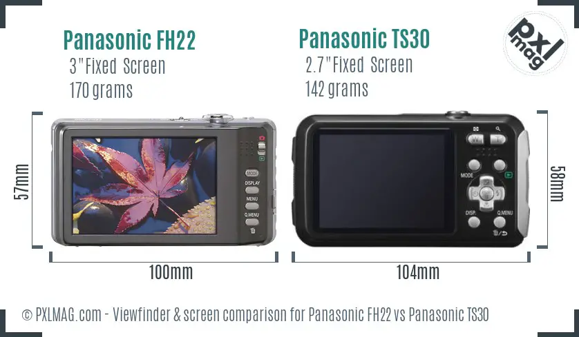 Panasonic FH22 vs Panasonic TS30 Screen and Viewfinder comparison