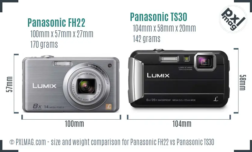 Panasonic FH22 vs Panasonic TS30 size comparison