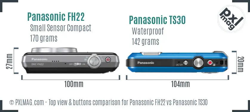 Panasonic FH22 vs Panasonic TS30 top view buttons comparison