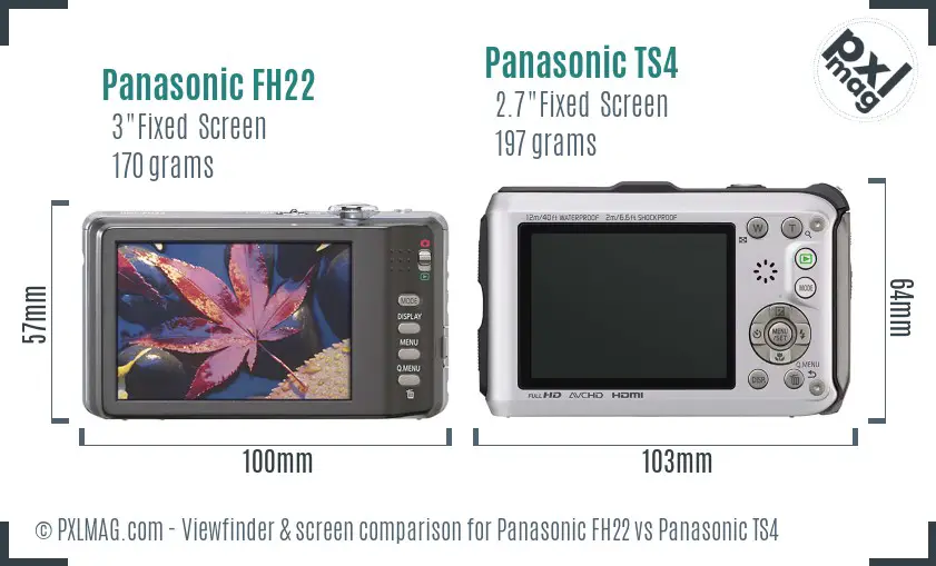Panasonic FH22 vs Panasonic TS4 Screen and Viewfinder comparison