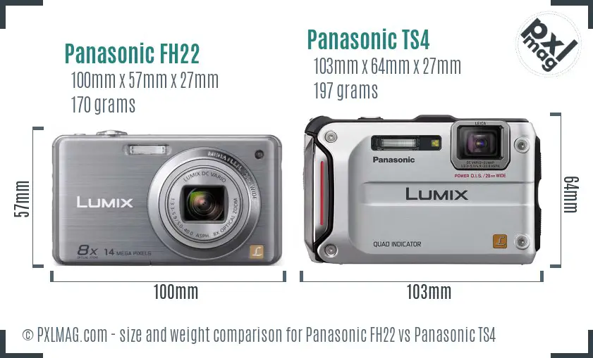 Panasonic FH22 vs Panasonic TS4 size comparison