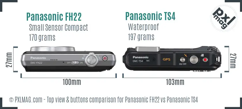 Panasonic FH22 vs Panasonic TS4 top view buttons comparison