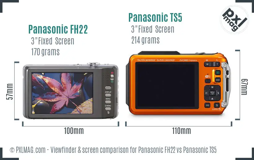 Panasonic FH22 vs Panasonic TS5 Screen and Viewfinder comparison