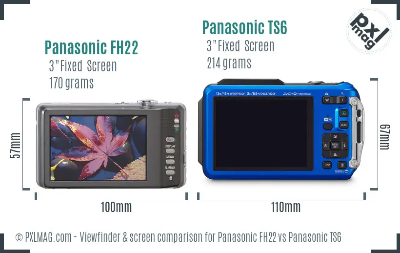 Panasonic FH22 vs Panasonic TS6 Screen and Viewfinder comparison
